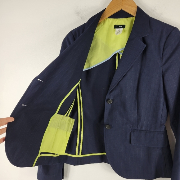 J.Crew Jacquard Pin Stripe Cotton Single Breasted Notch Lapel Blazer - Picture 7 of 8